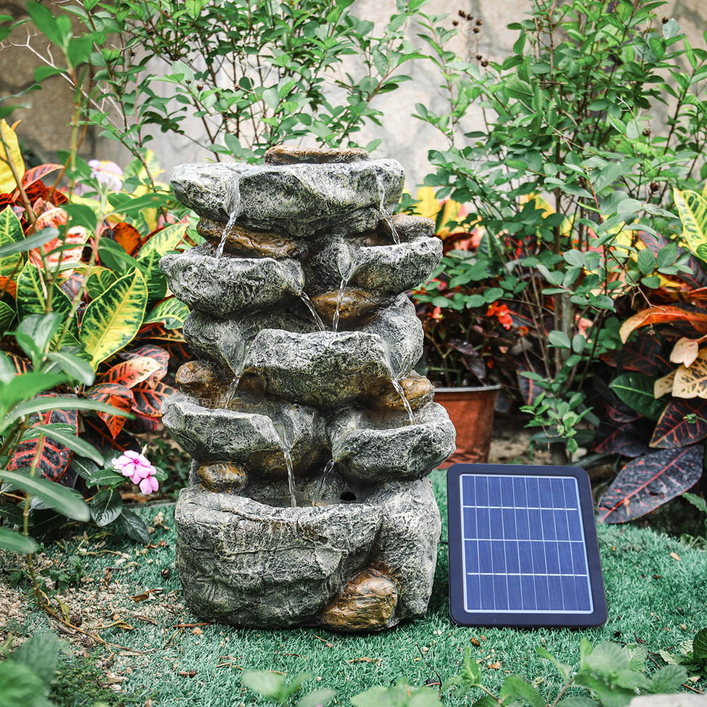 Living and Home Multi Tier Grey Rockery Fountain Image 2