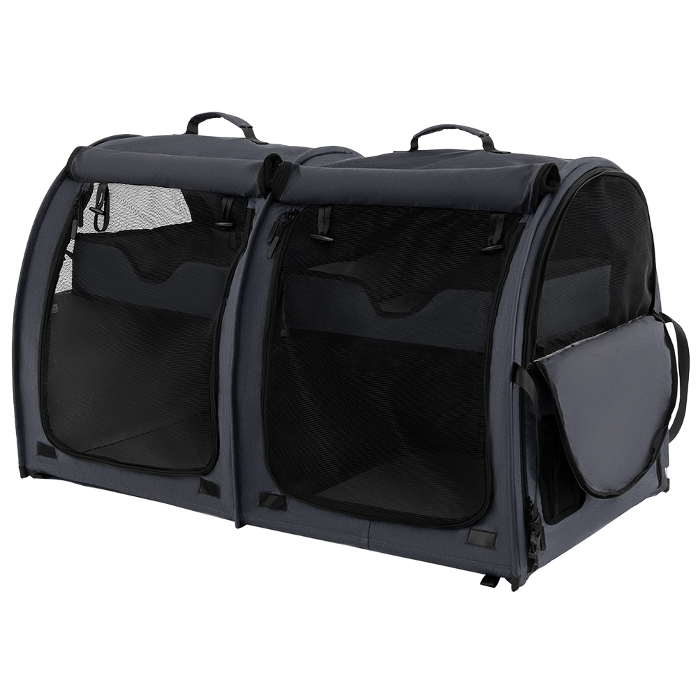 Costway Black 2 Tier Pet Travel Carrier with Removable Hammocks Image 1
