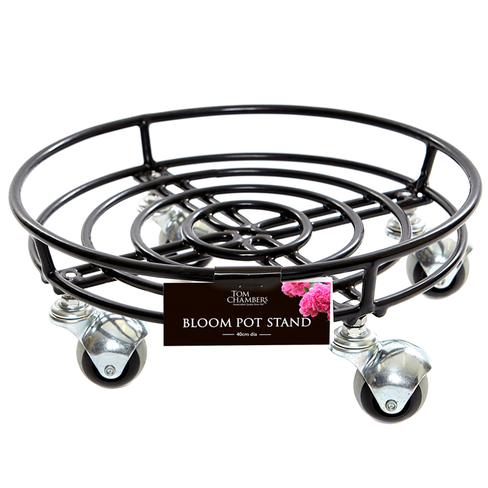 Tom Chambers Black Heavy Duty Metal Round Garden Pot Stand 32cm Image 3