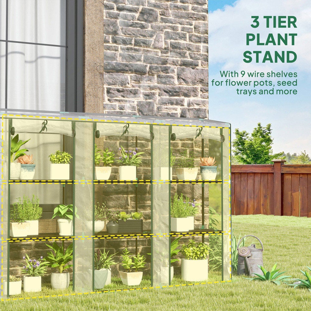 Outsunny Clear 3 Shelf Plastic Cover 7 x 1.5ft Lean To Mini Greenhouse Image 5