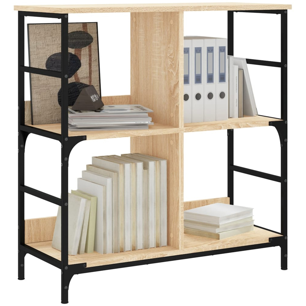 vidaXL 4 Open Shelf Sonoma Oak Compact Bookshelf Image 3