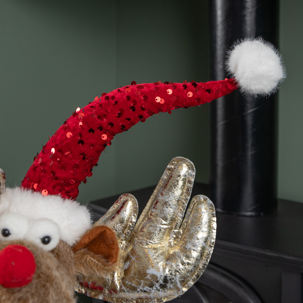 Samuel Alexander Golden Tall Plush Rudolph Christmas Decoration with Extendable Legs 91cm Image 6