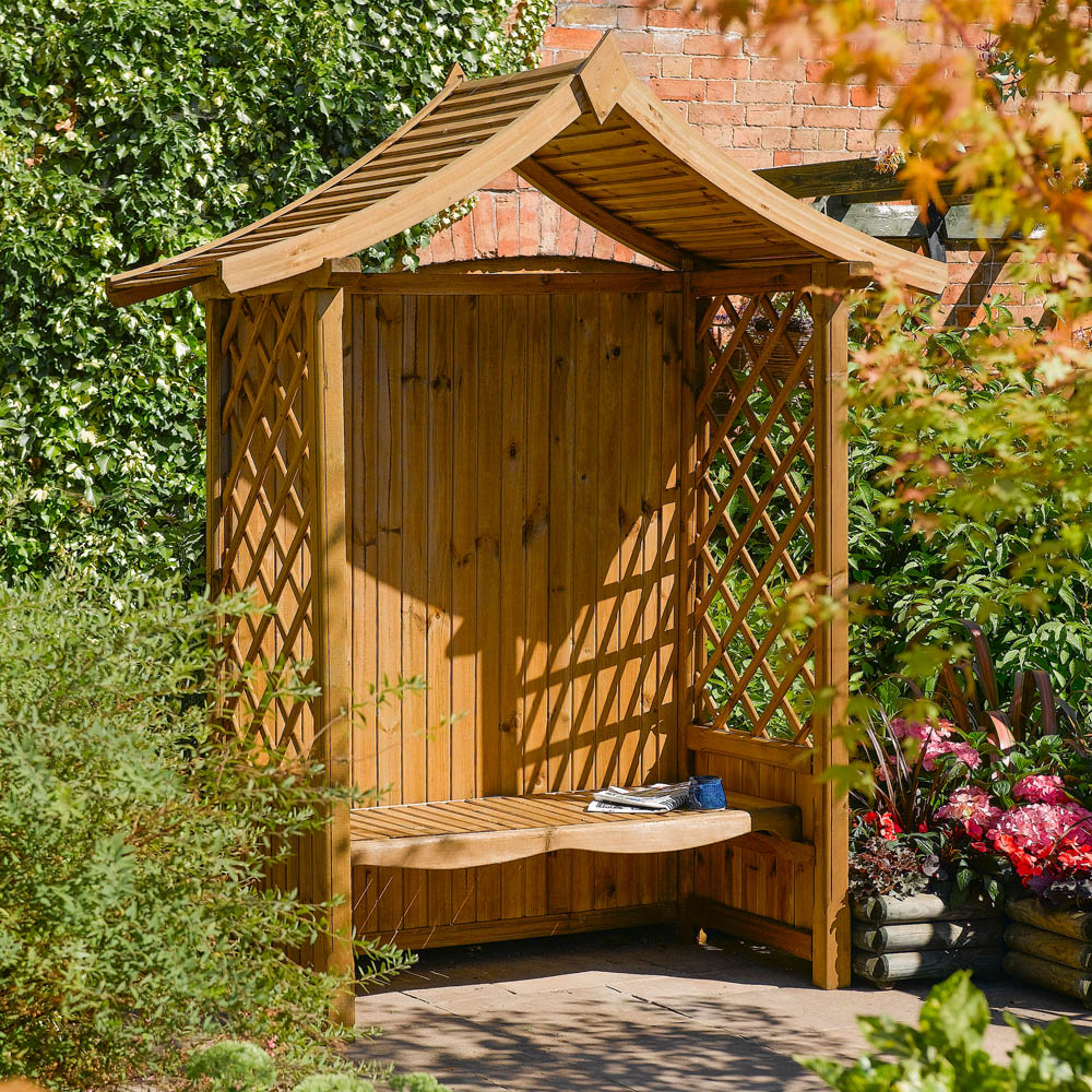 Rowlinson Tenbury Wooden Arbour with Trellis Image 3