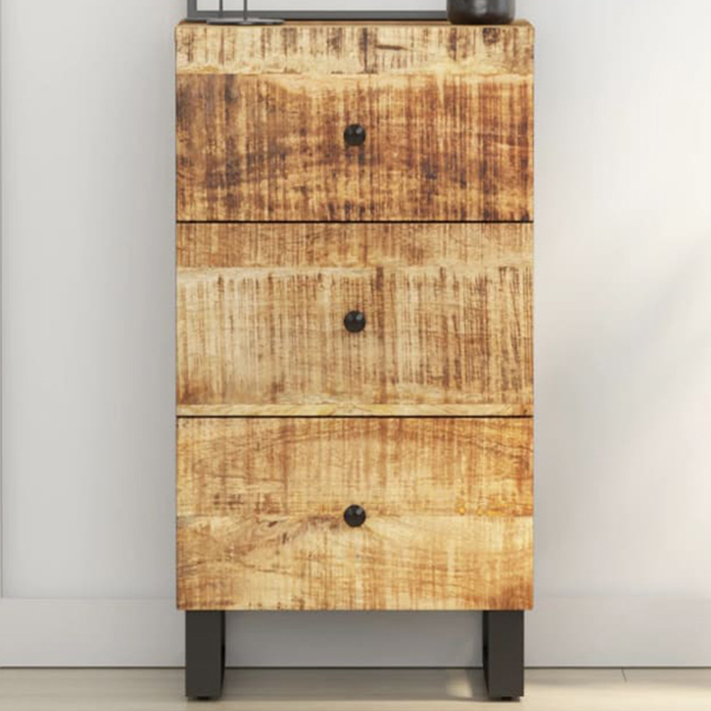 vidaXL 3 Drawer Brown Solid Mango Wood Sideboard Image 1