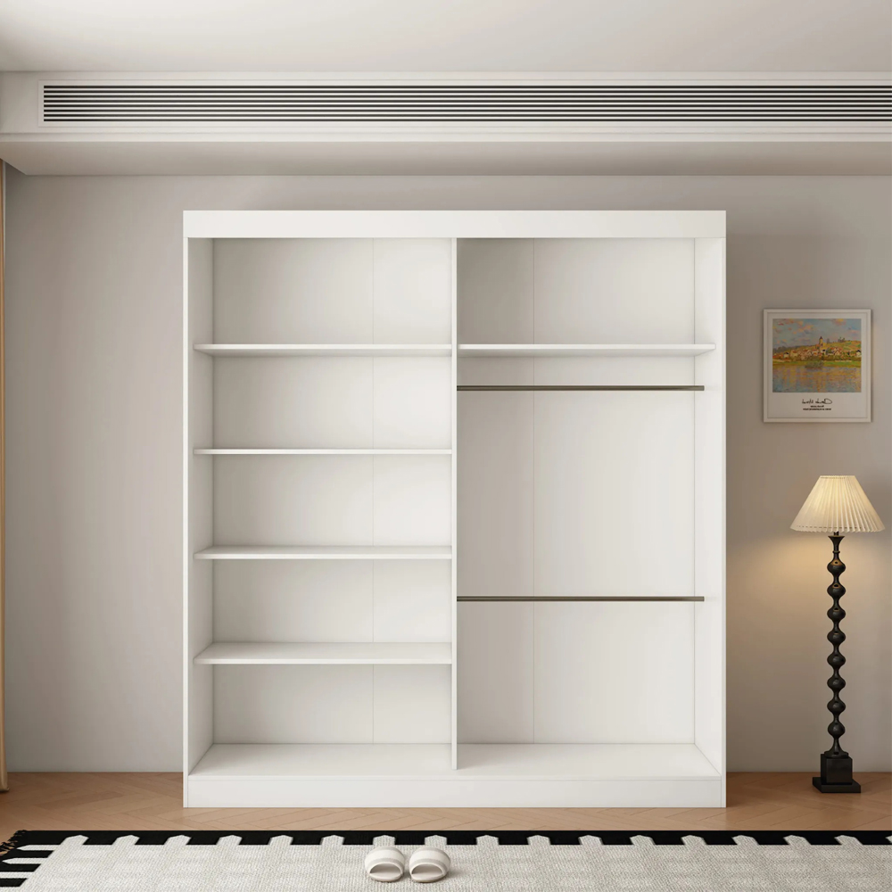 ARTESA Berlin 2 Door White Mirrored Sliding Wardrobe 200cm Image 4