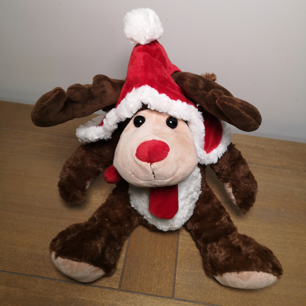 Samuel Alexander Sitting Plush Christmas Reindeer with Red Hat and Scarf Image 2