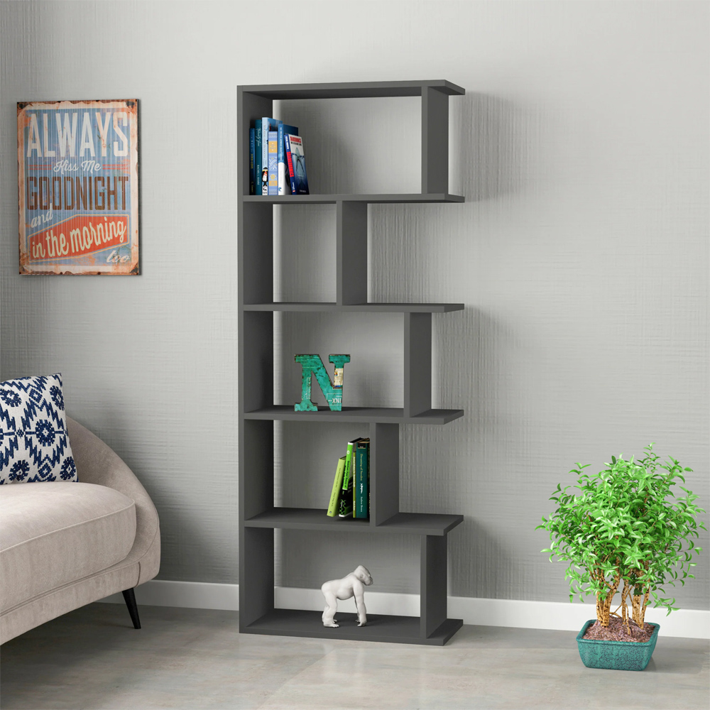 Tapi 5 Shelf Anthracite Bookcase Display Unit Image 3