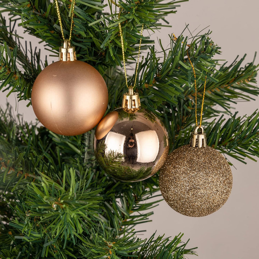 Shatchi 5cm Champagne Gold Shatterproof Christmas Baubles 18 Pack Image 3
