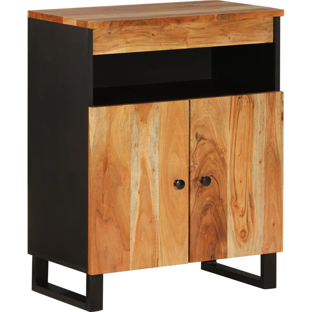 vidaXL 2 Door Single Shelf Solid Acacia Wood Sideboard Image 2