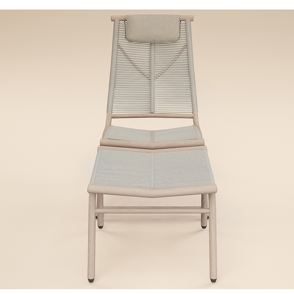 SOLACE+CO Esen Beige Garden Lounge Chair with Footstool Image 3