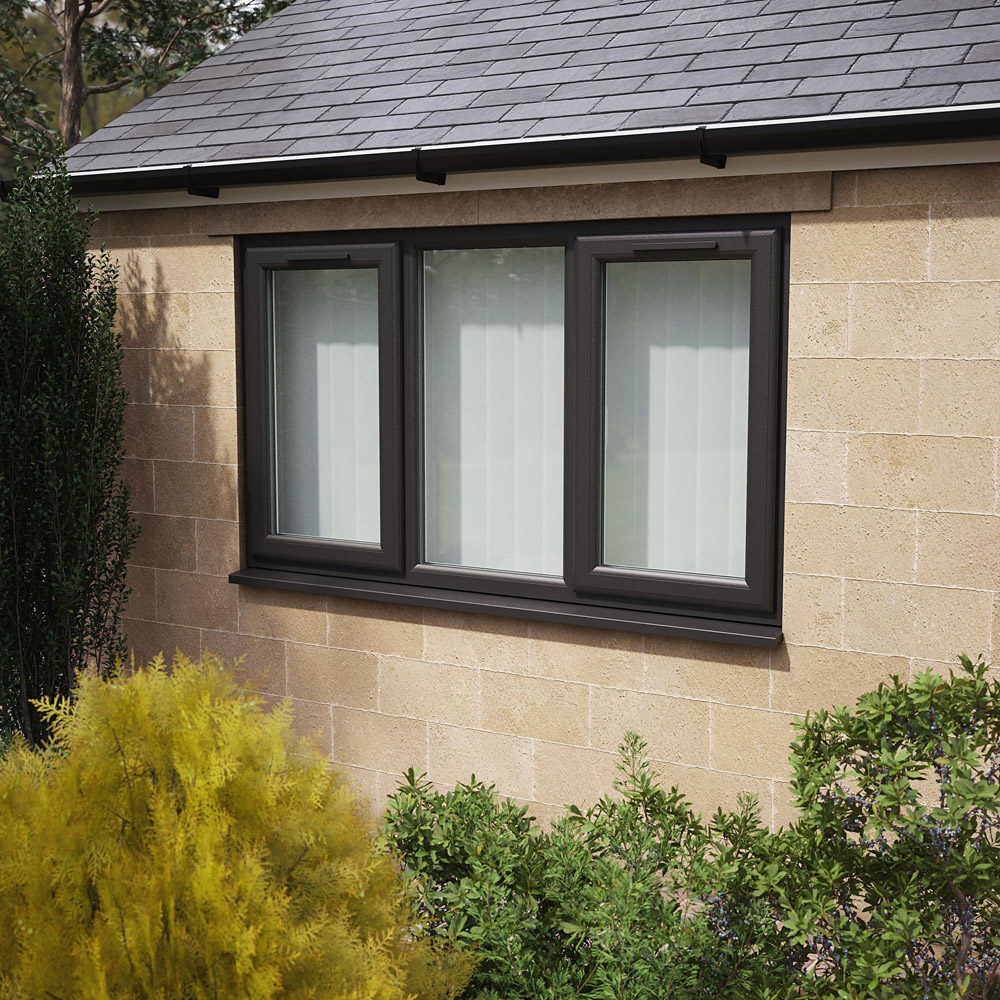 Crystal Black and White LH and RH Side Hung Fixed Centre Clear Triple Glazed Window 1770 x 1040mm Image 2