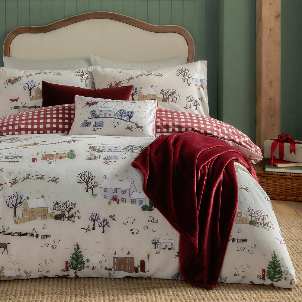 Furn Single Cotswolds Christmas Printed Reversible Duvet Set Image 3