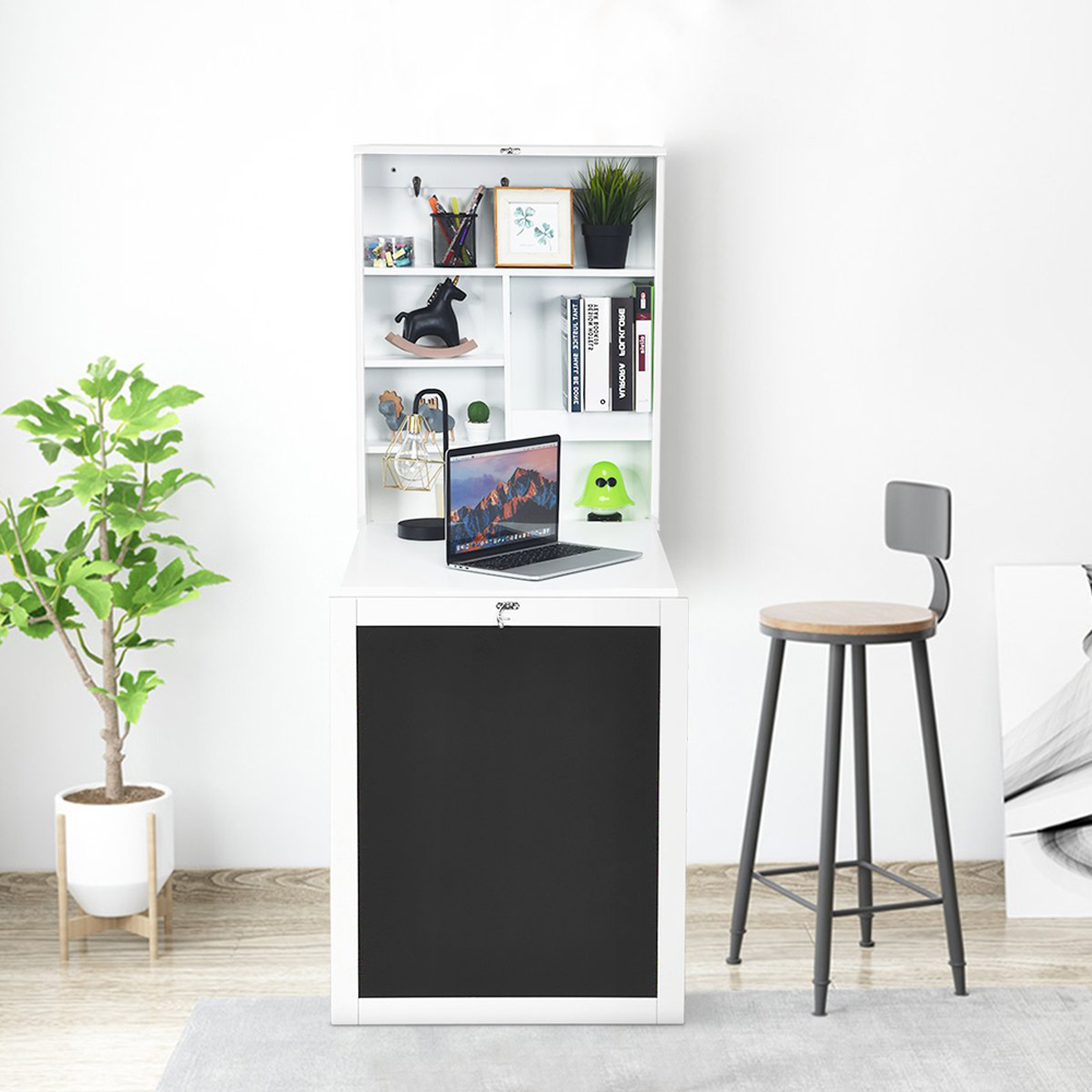 Costway 6 Shelf Wall Mounted Foldable Desk White Image 5