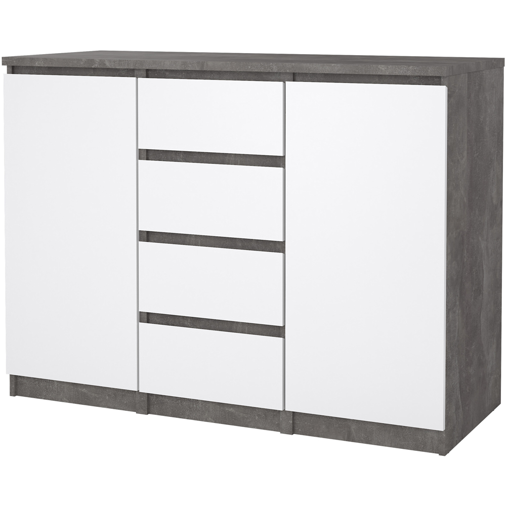 Florence 2 Door 4 Drawer Concrete and White High Gloss Sideboard Image 4