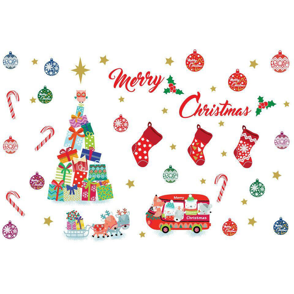 Walplus Reindeer Christmas Tree and Merry Christmas Self Adhesive Wall Sticker 77 Piece Image 2