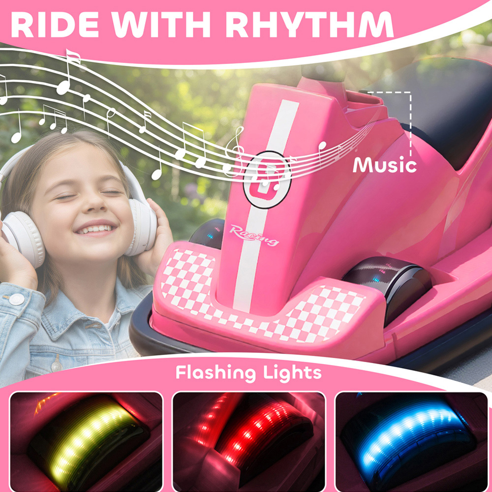 Tommy Toys Kids Pink 360 Degree Rotating Electric Bumper Car with LED Image 8