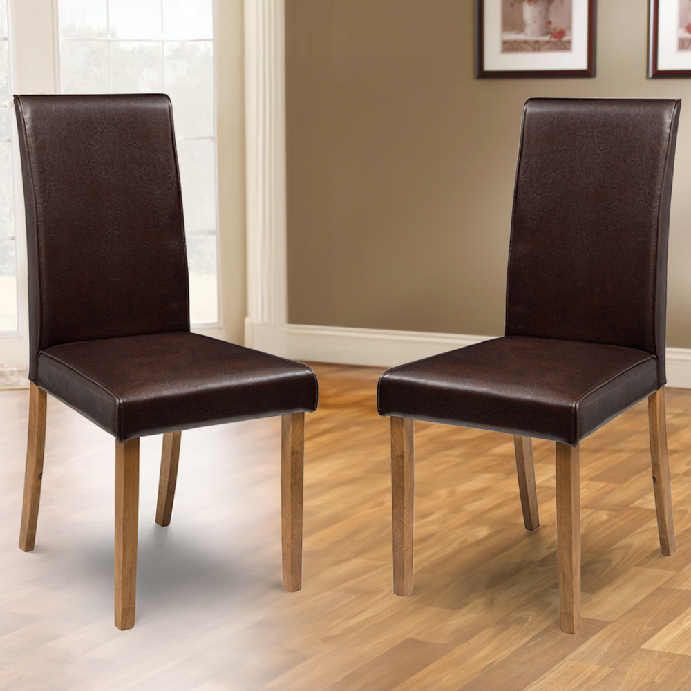 Julian Bowen Hudson Set of 2 Brown Dining Chair Image 1