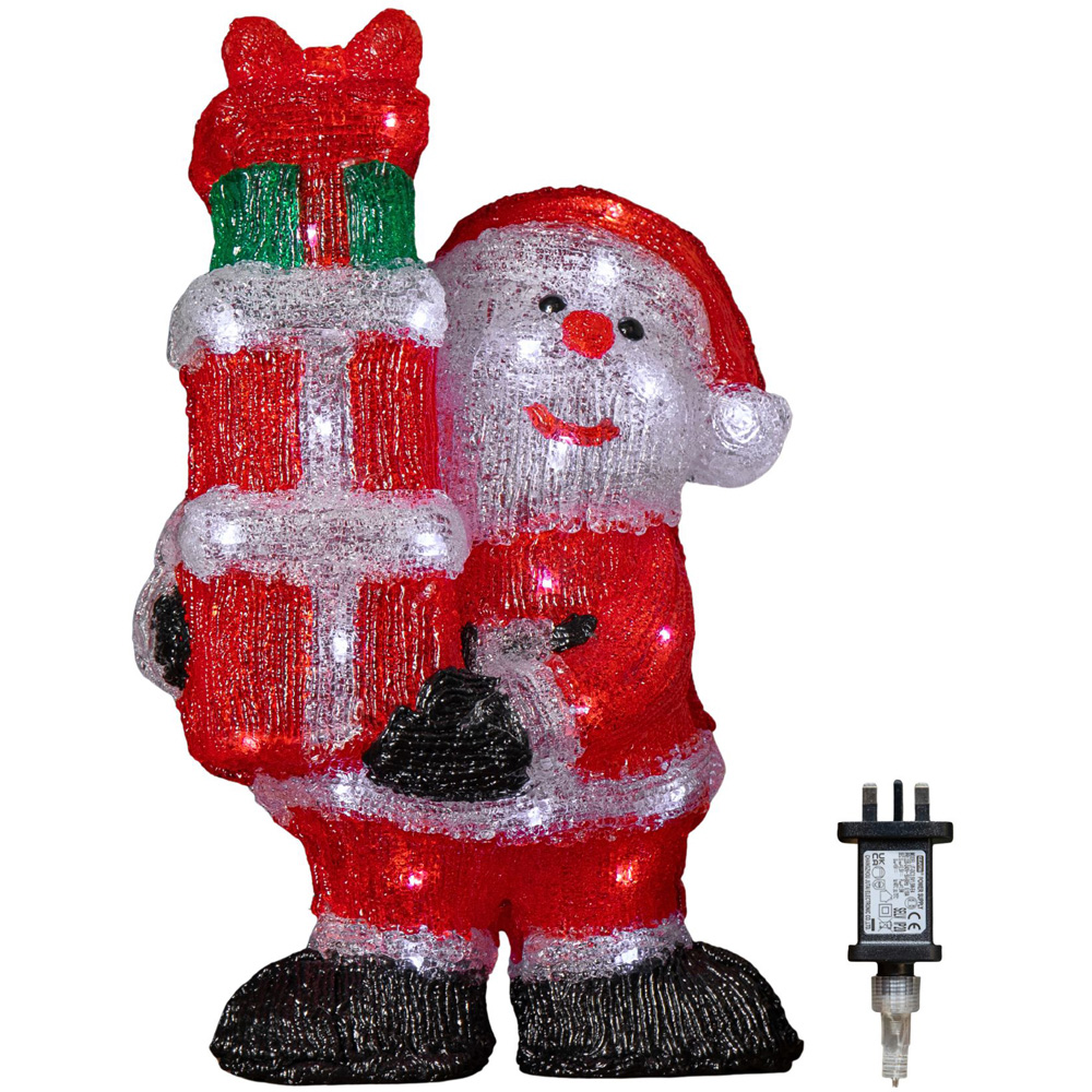 Samuel Alexander White LED Light Up Acrylic Santa with 3 Gifts Christmas Decoration 41cm Image 2