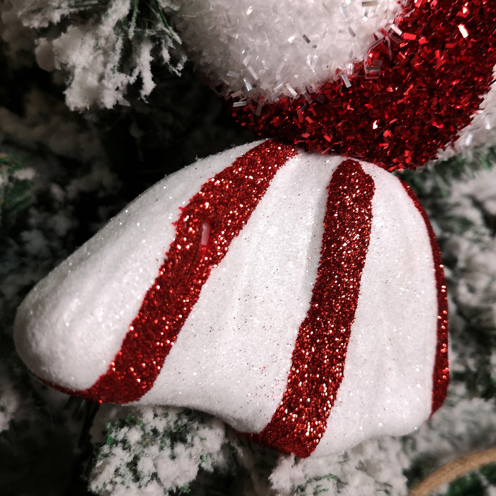 Samuel Alexander Red and White Glitter Candy Sweet Hanging Christmas Decoration 28cm Image 3