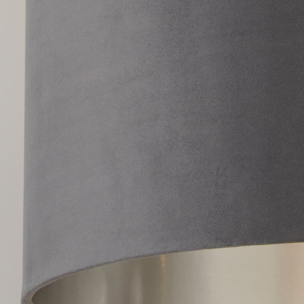 Lighting Collection Dark Grey Silver Inner Velvet Drum Shade 40cm Image 4