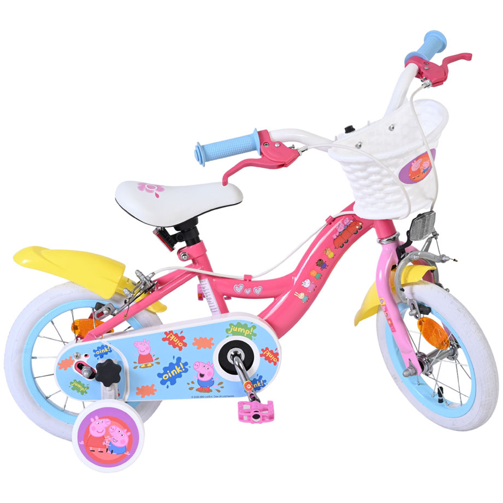 Volare Peppa Pig Kids 12 inch Multicolour Bike with Stabilisers and Basket Image 3