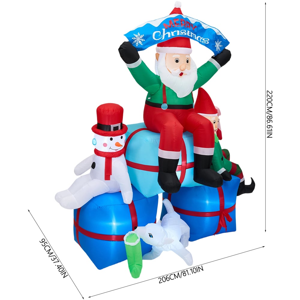 Living and Home Inflatable Santa Snowman and Elf Scene LED Christmas Decoration 7.2ft Image 9