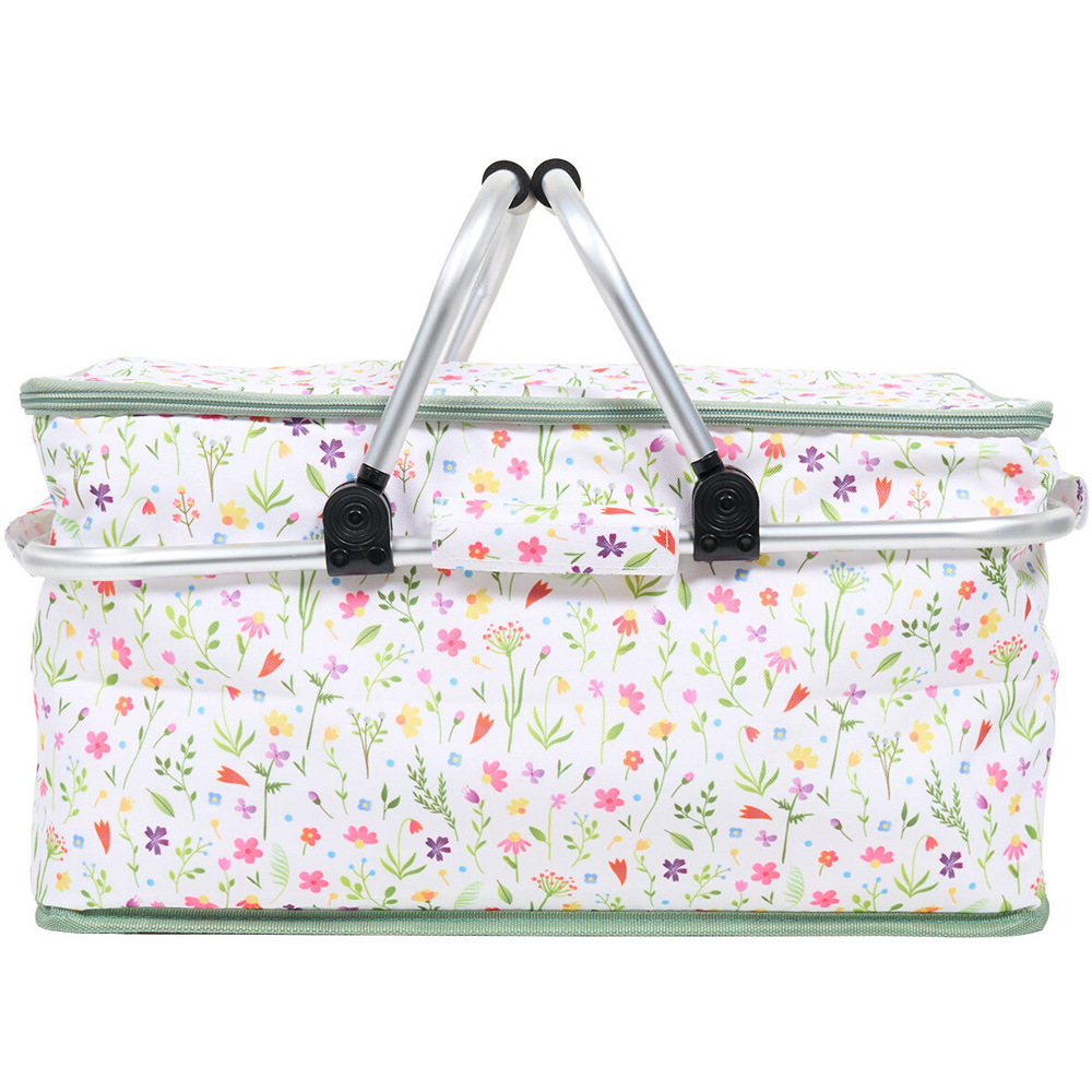 Wildflower White Picnic Bag with Handles Image 2