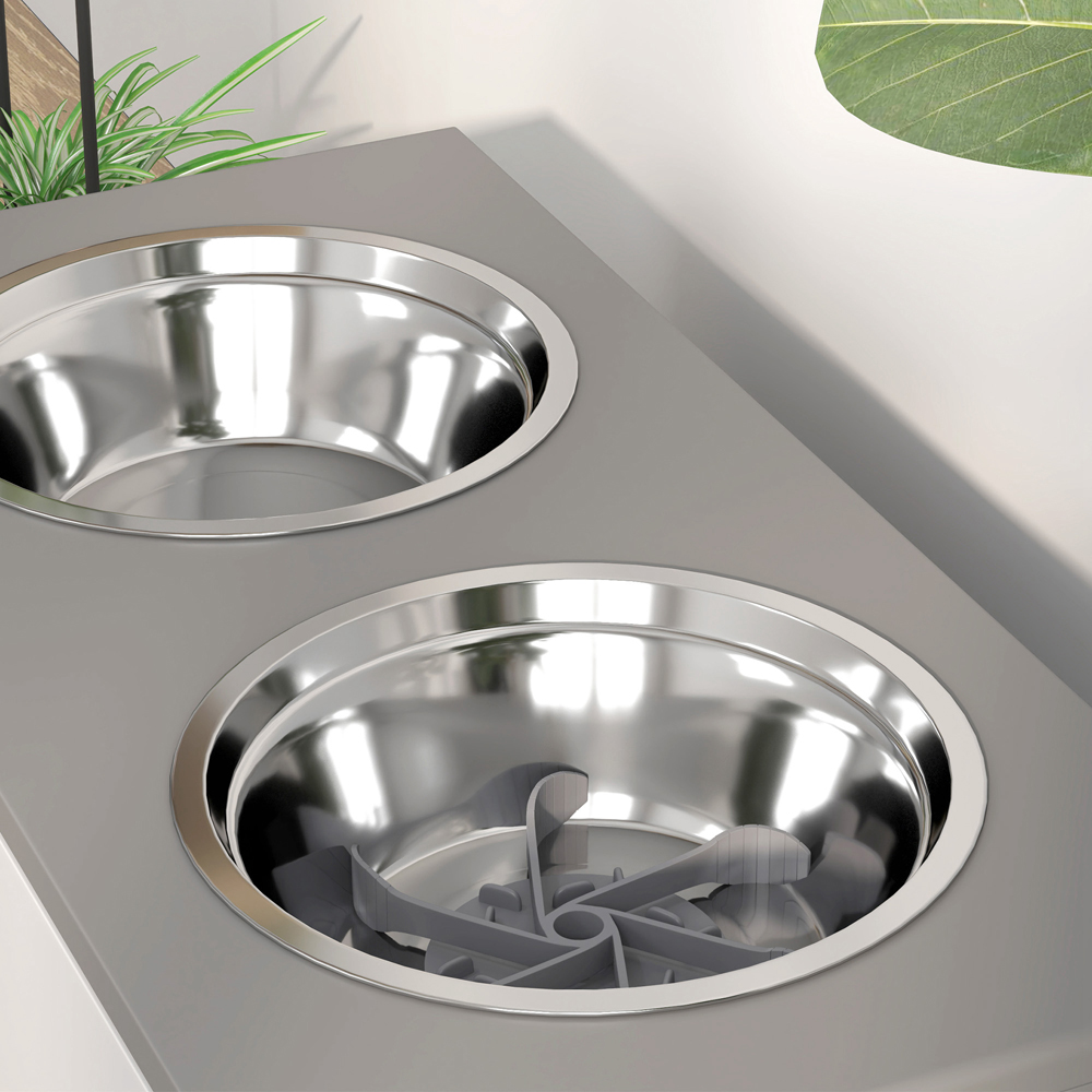 PawHut Height Adjustable Dog Feeding Station with Storage Image 3