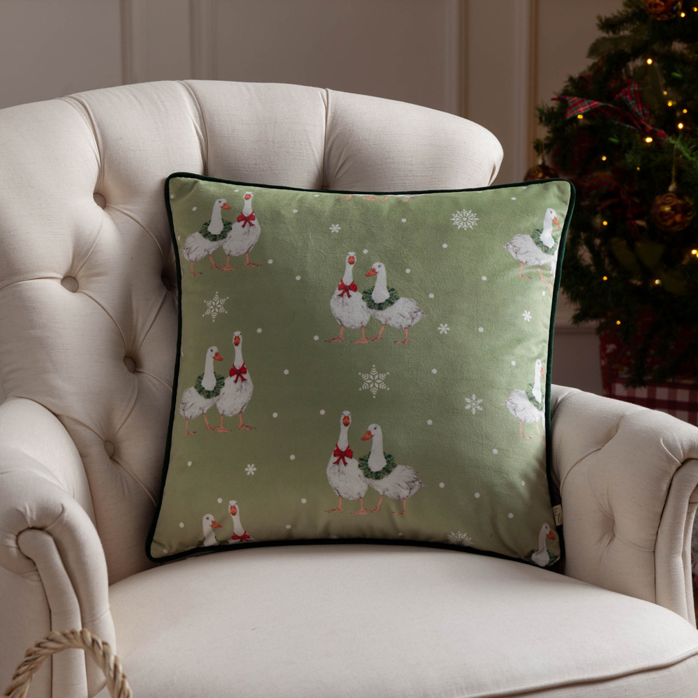 Evans Lichfield Multicolour Winter Geese Printed Reversible Cushion 43 x 43cm Image 2