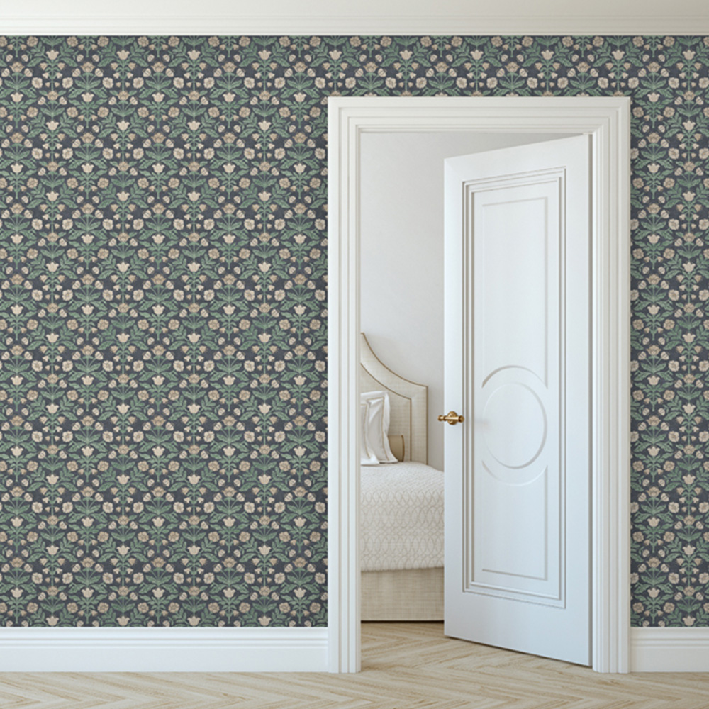 Arthouse Floral Damask Navy Wallpaper Image 2