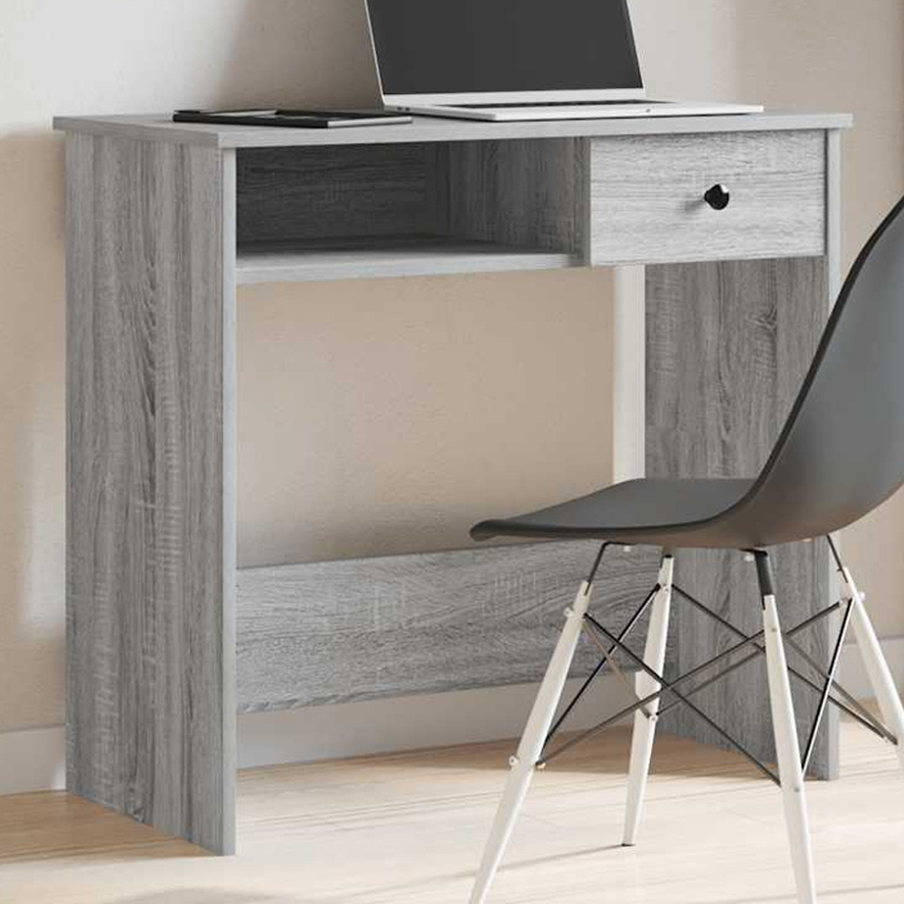 vidaXL Single Drawer Single Shelf Office Desk Grey Sonoma Image 1