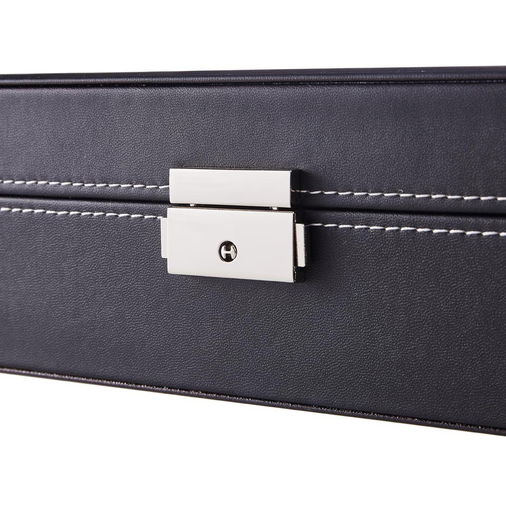 H&O Direct 8 Slot Black PU Leather Watch Display Box with Ring Slots Image 3