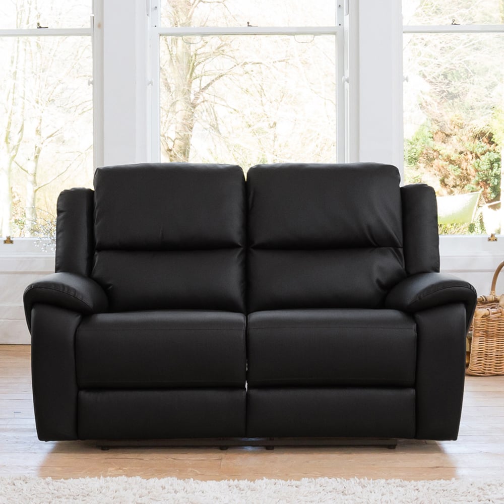 Brookhaven 2 Seater Black Bonded Leather Electric Recliner Sofa Image 1