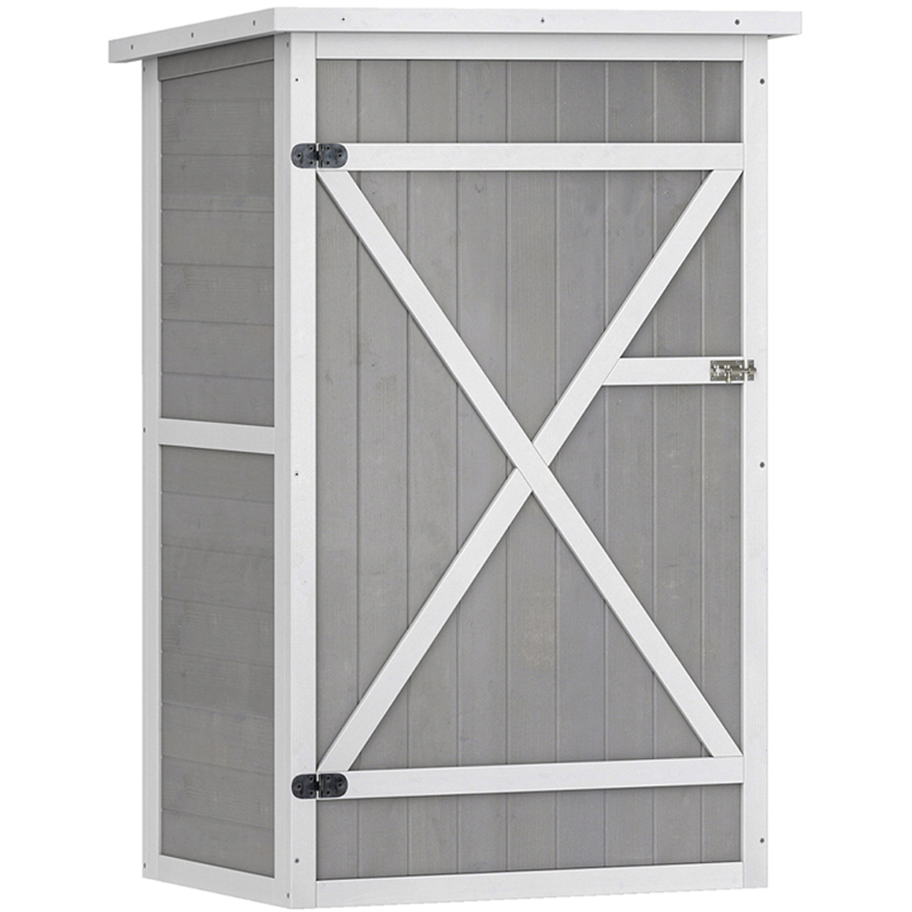 Outsunny 2.5 x 1.8ft Grey Wooden Garden Shed Image 1