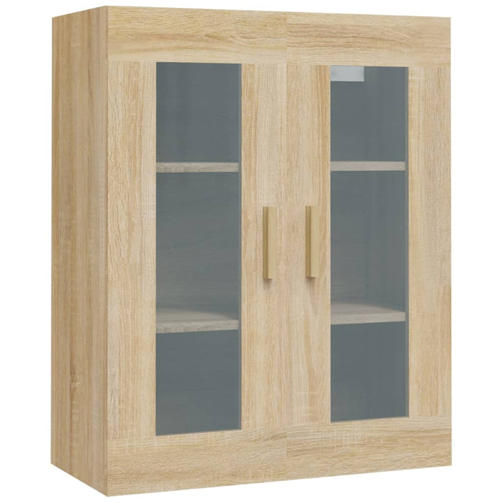 vidaXL 2 Glass Door Sonoma Oak Hanging Wall Cabinet Image 2