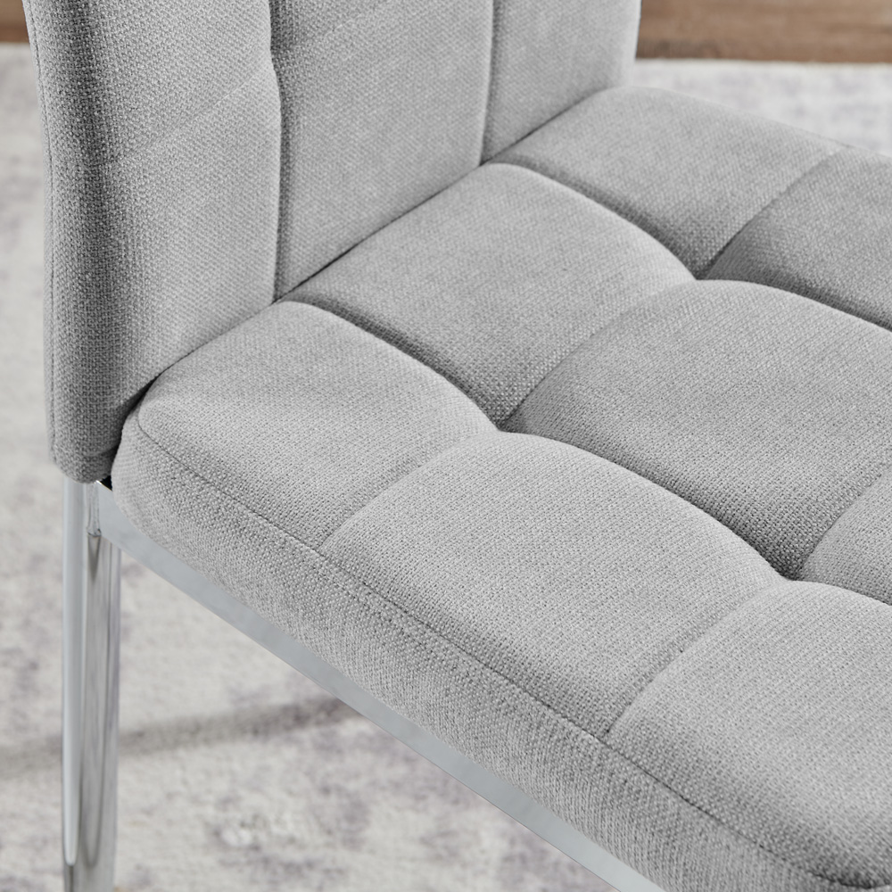 Furniturebox Valentina Set of 2 Grey and Silver Textured Weave Dining Chairs Image 2