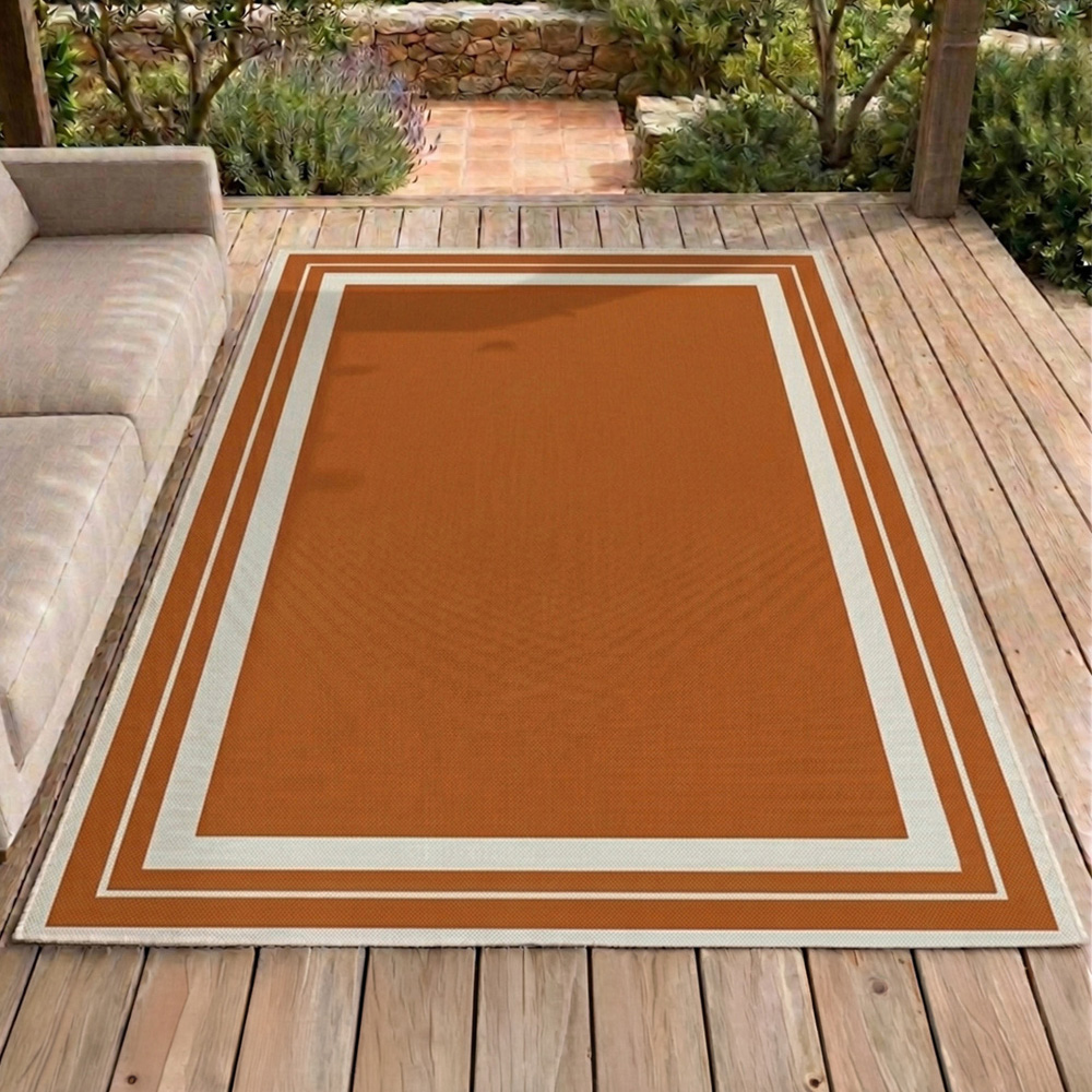 Portland Rugstyle Terracotta Border Rug 120 x 170cm Image 1