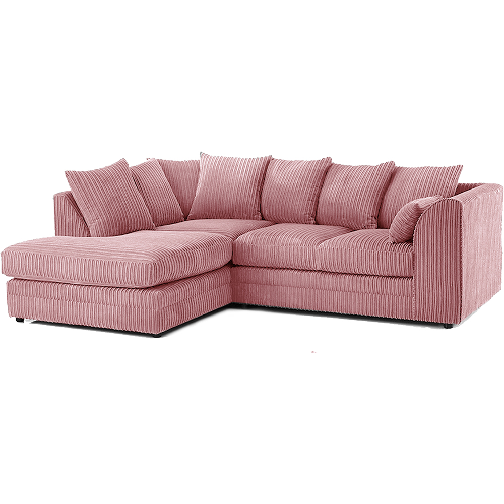 Luxor 3 Seater Pink Jumbo Cord Left Hand Facing Corner Sofa Image 2