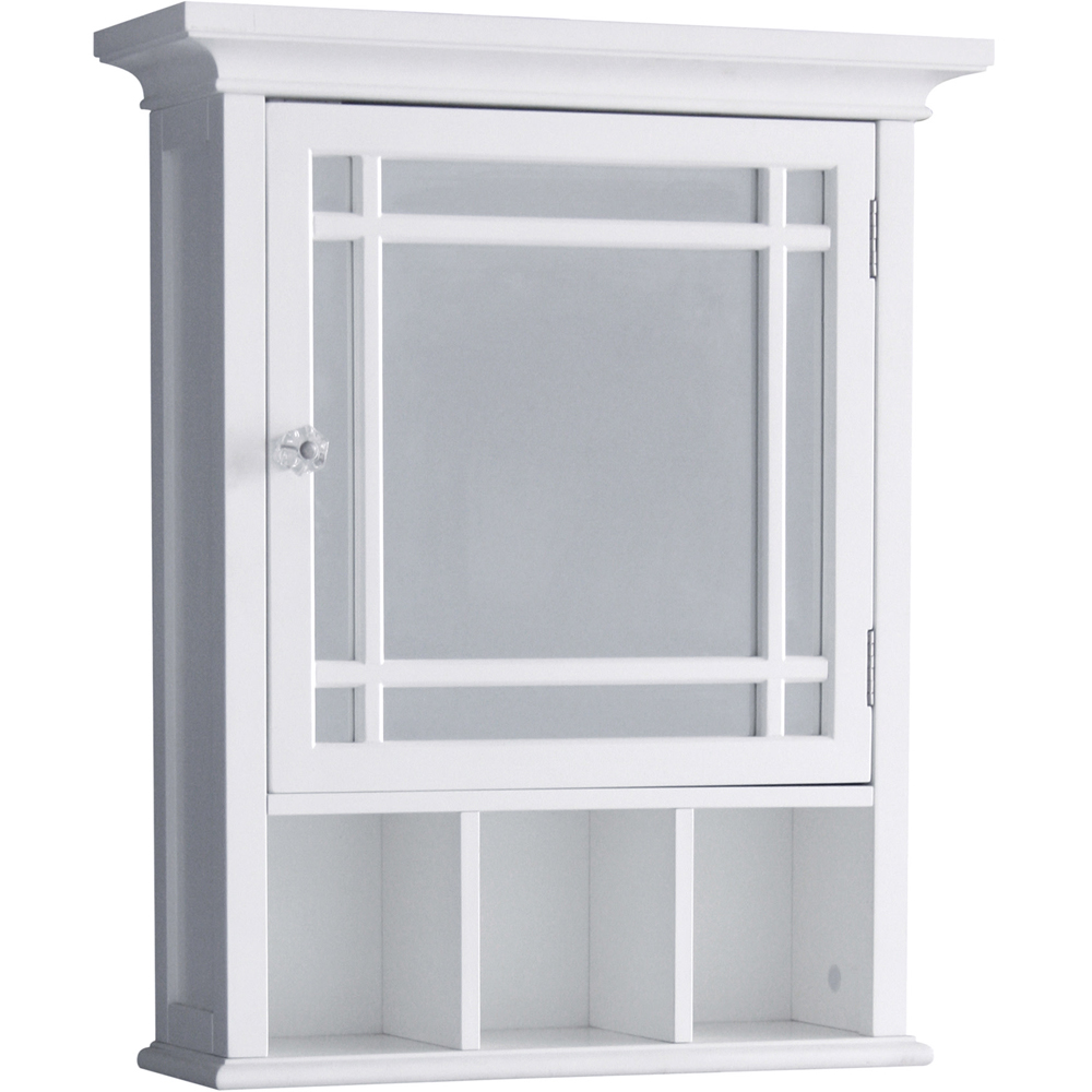 Teamson Home Neal Single Door 3 Shelf White Wooden Removable Mirrored Medicine Cabinet Image 2