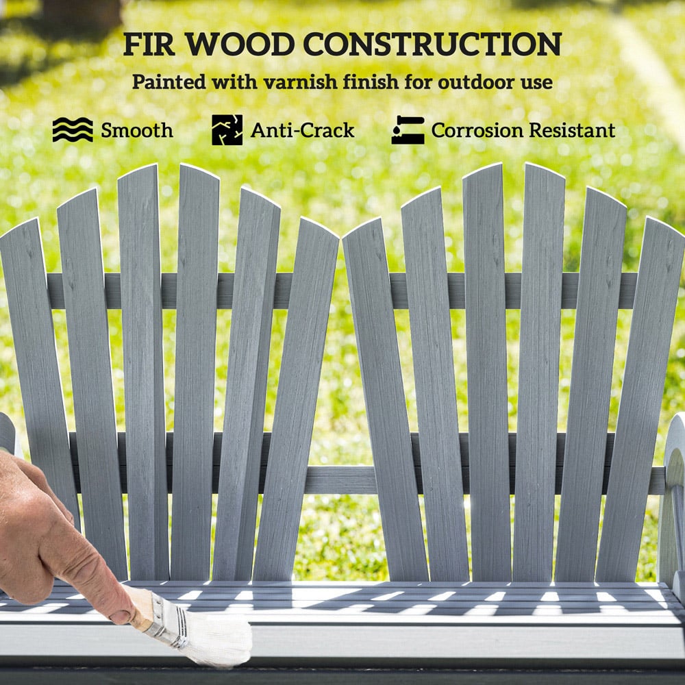 Outsunny 2 Seater Grey Garden Bench with Wheel Shaped Armrests Image 5