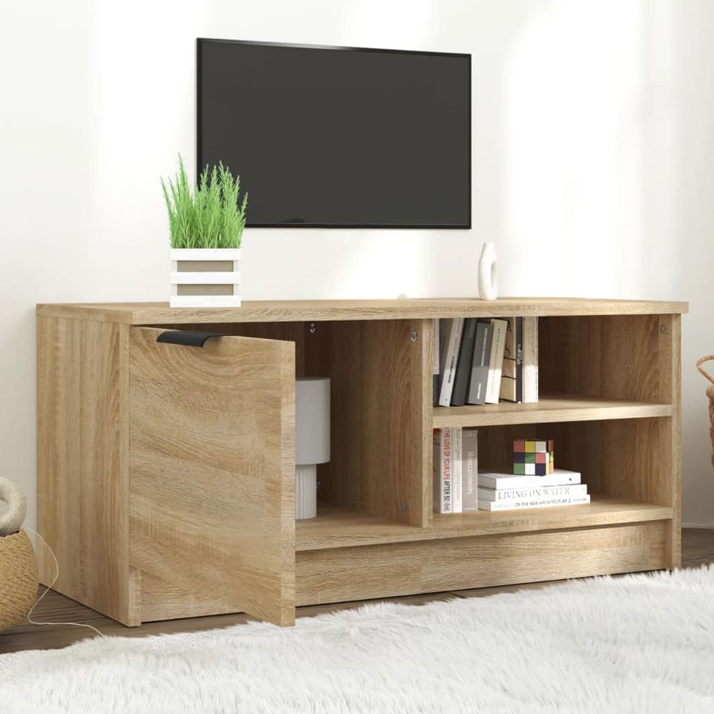 vidaXL Single Door 2 Shelf Sonoma Oak TV Cabinet Image 1
