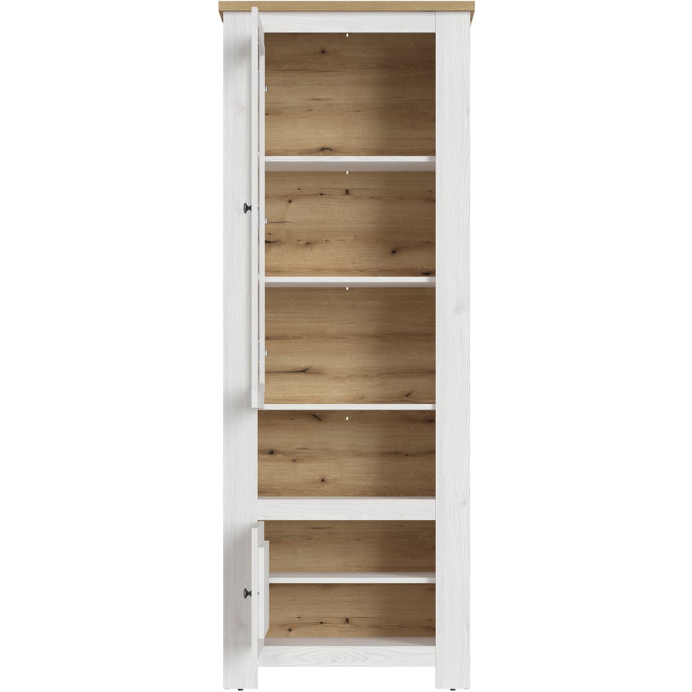 Florence Celesto 2 Door Single Shelf White and Oak LED Display Cabinet Image 3