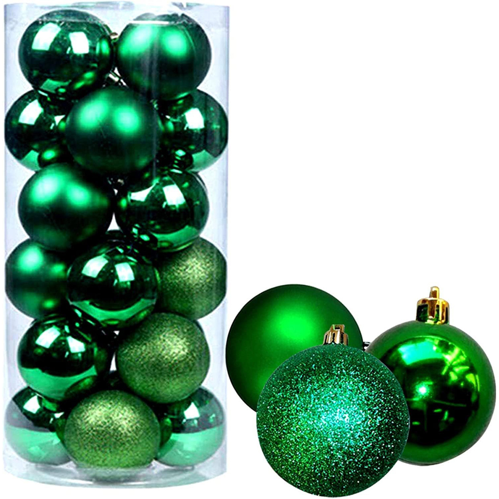 Shatchi 6cm Dark Green Shatterproof Christmas Baubles 6 Pack Image 4