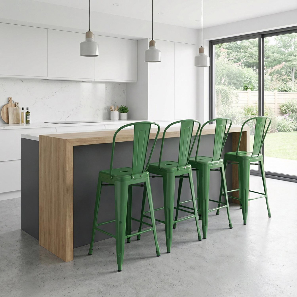 FWStyle Green Gloss Metal Bar Chair 4 Pack Image 5