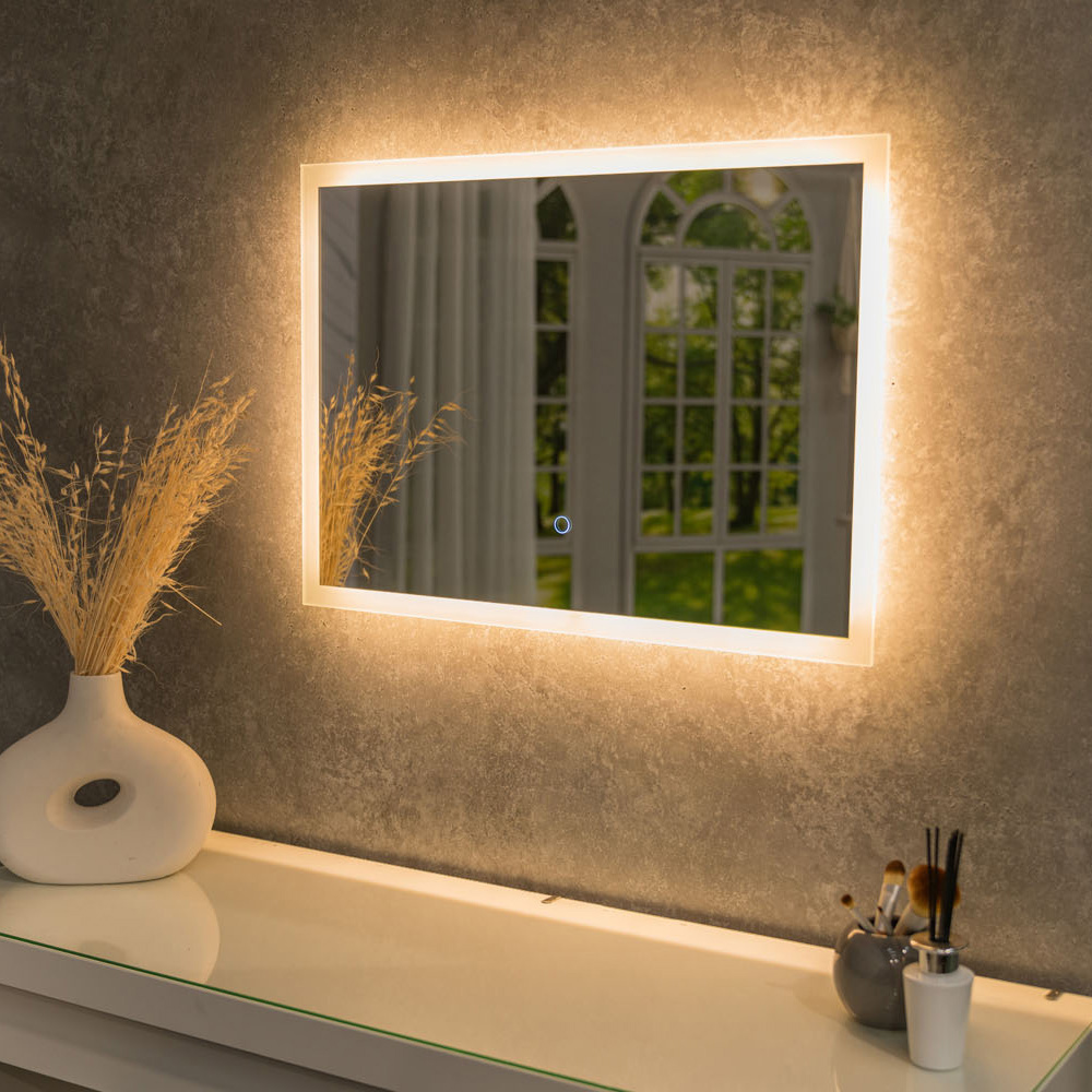 ValueLights Rectangular LED Backlit Bathroom Mirror with Touch Control Image 2
