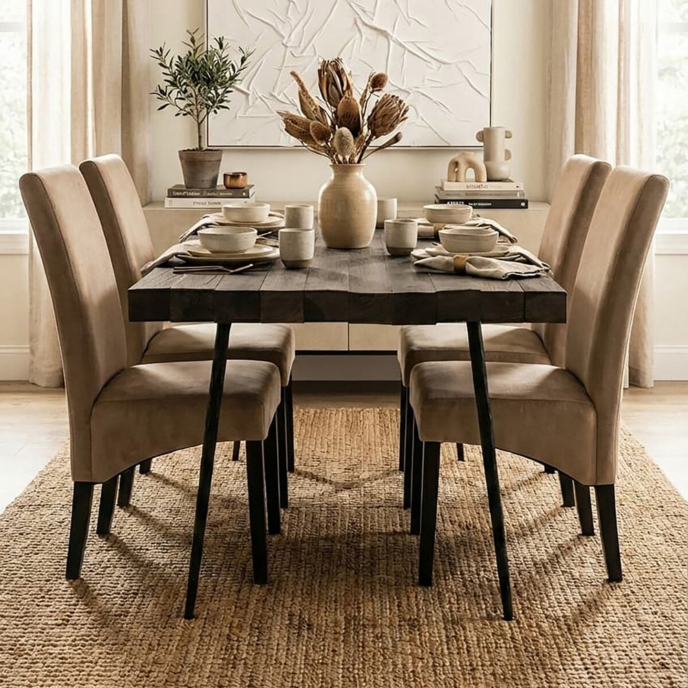 Premier Housewares Medan Mink Velvet Upholstered Dining Chair Image 3