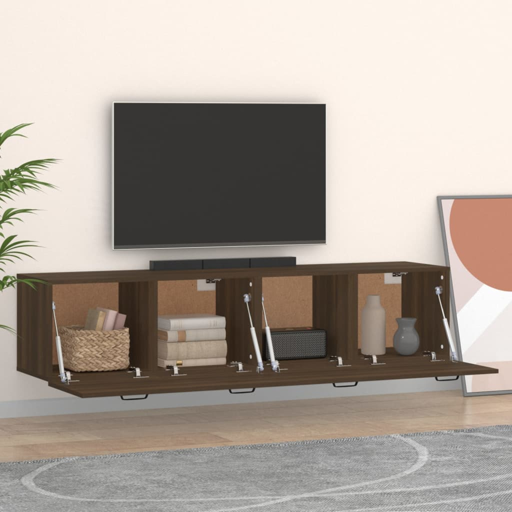 vidaXL Single Door Brown Oak Wall Mounted Cabinet Set of 2 Image 3