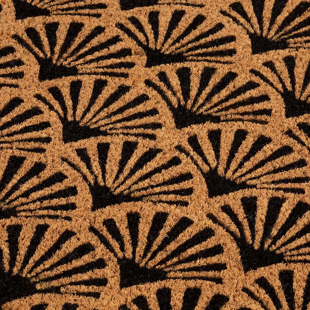 Astley Black Printed Scallop Coir Doormat 75 x 45cm Image 3