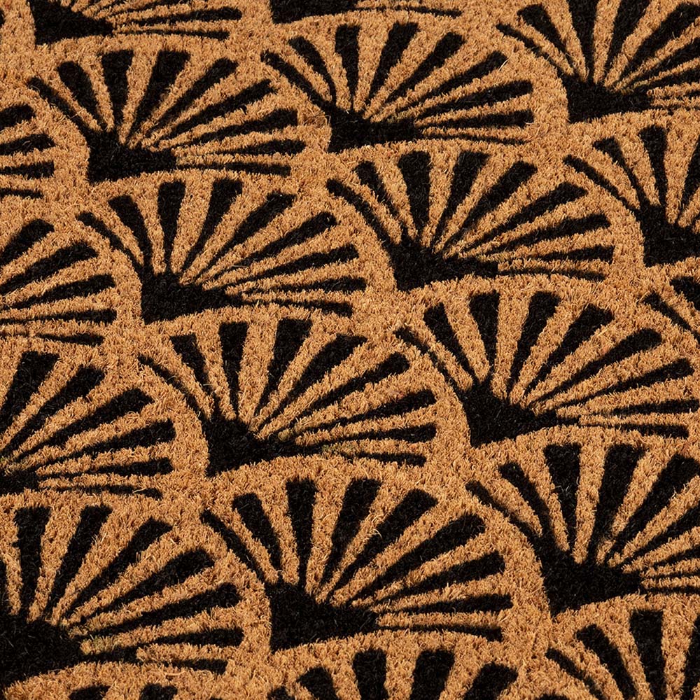 Esselle Home Black Printed Scallop Coir Doormat 75 x 45cm Image 3