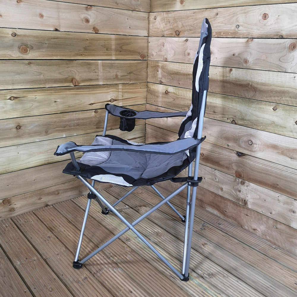 Samuel Alexander Grey Luxury Padded Folding Camping Chair Image 4